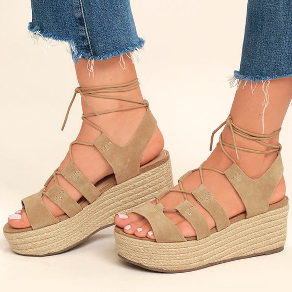 Steve Madden 'Brayla' Sand Suede Espadrille Wedges
